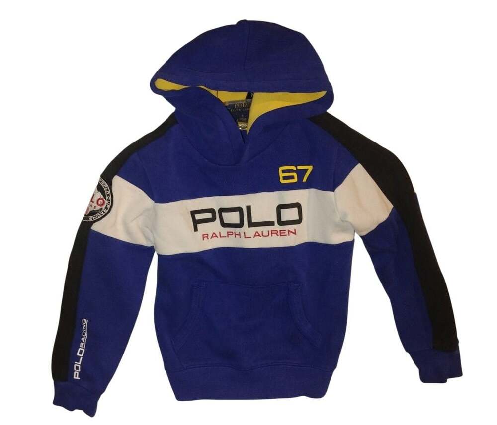 Polo Ralph Lauren Hoodie Size 6 Blue Color Block Alpine Racing 67